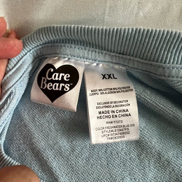 Care Bears XXL Blue Cotton/Poly Sweatshirt With Rainbow & Bear Design - Picture 2 of 3